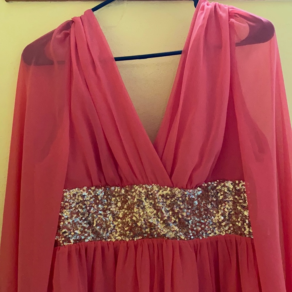 Coral long sleeve dress